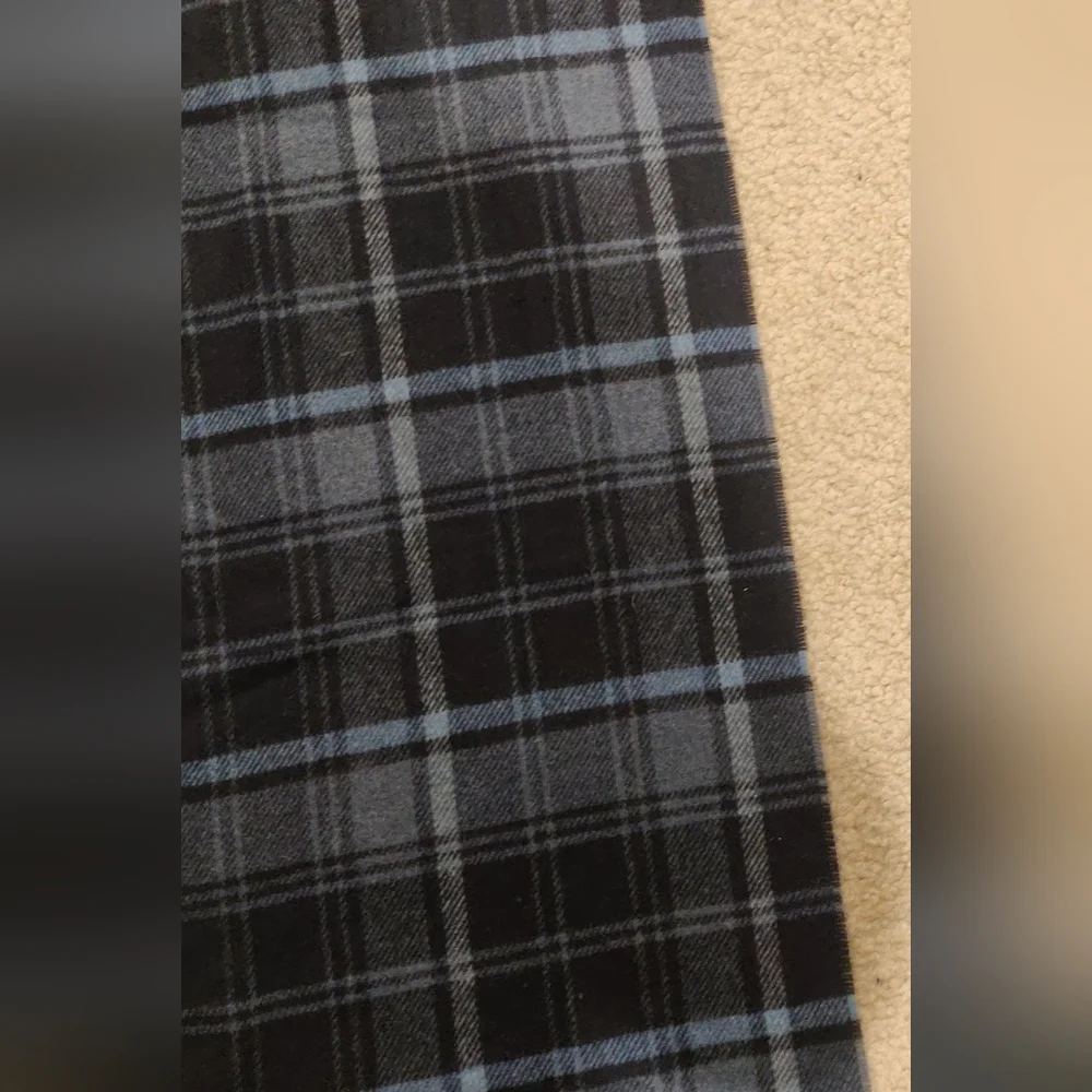 New! Italian Woolen Treasures Men's Blue Plaid 100% Lambwool Scarf Made In Italy